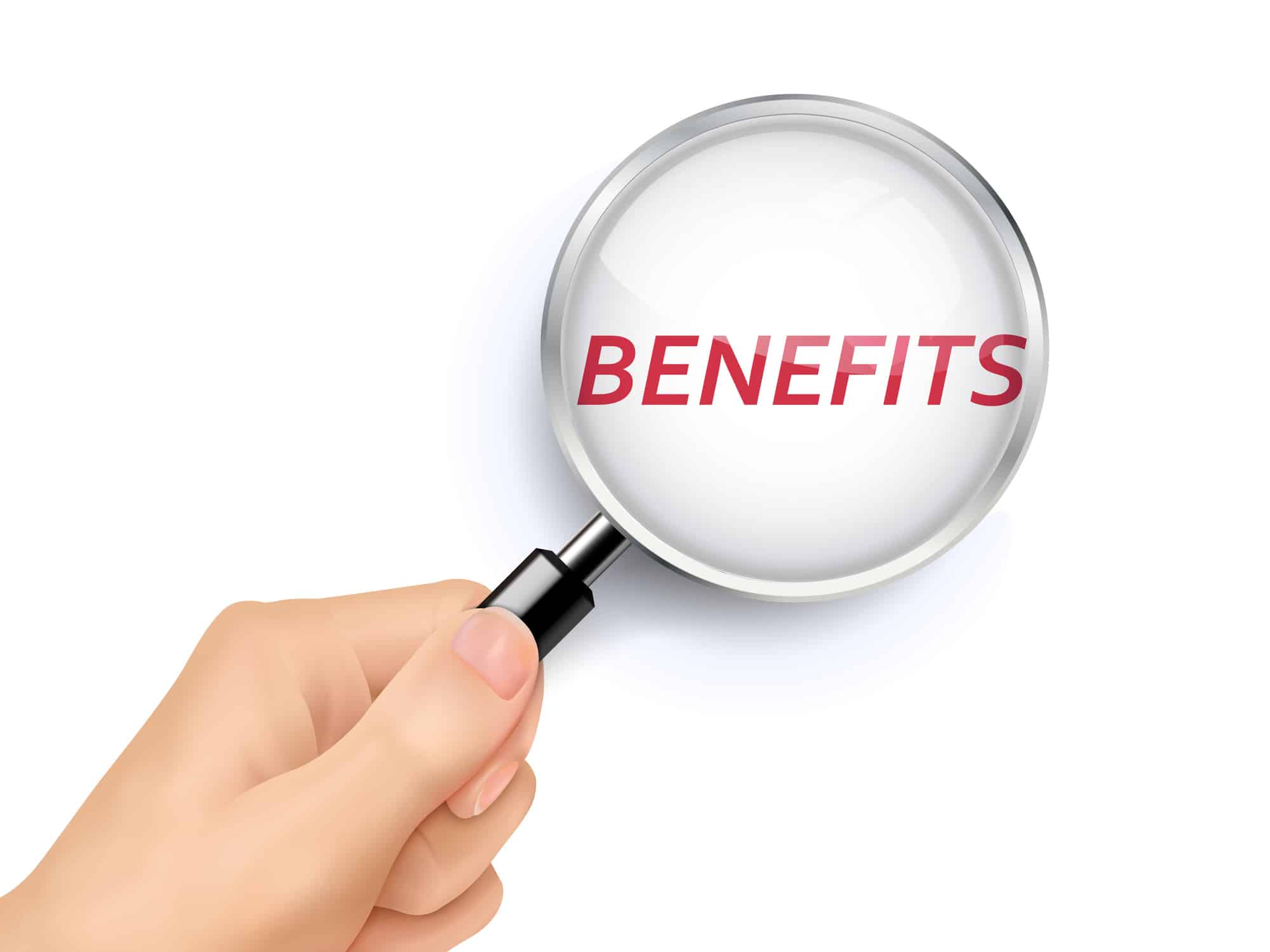 Benefits showing through magnifying glass, High-Efficiency Electrical Systems.