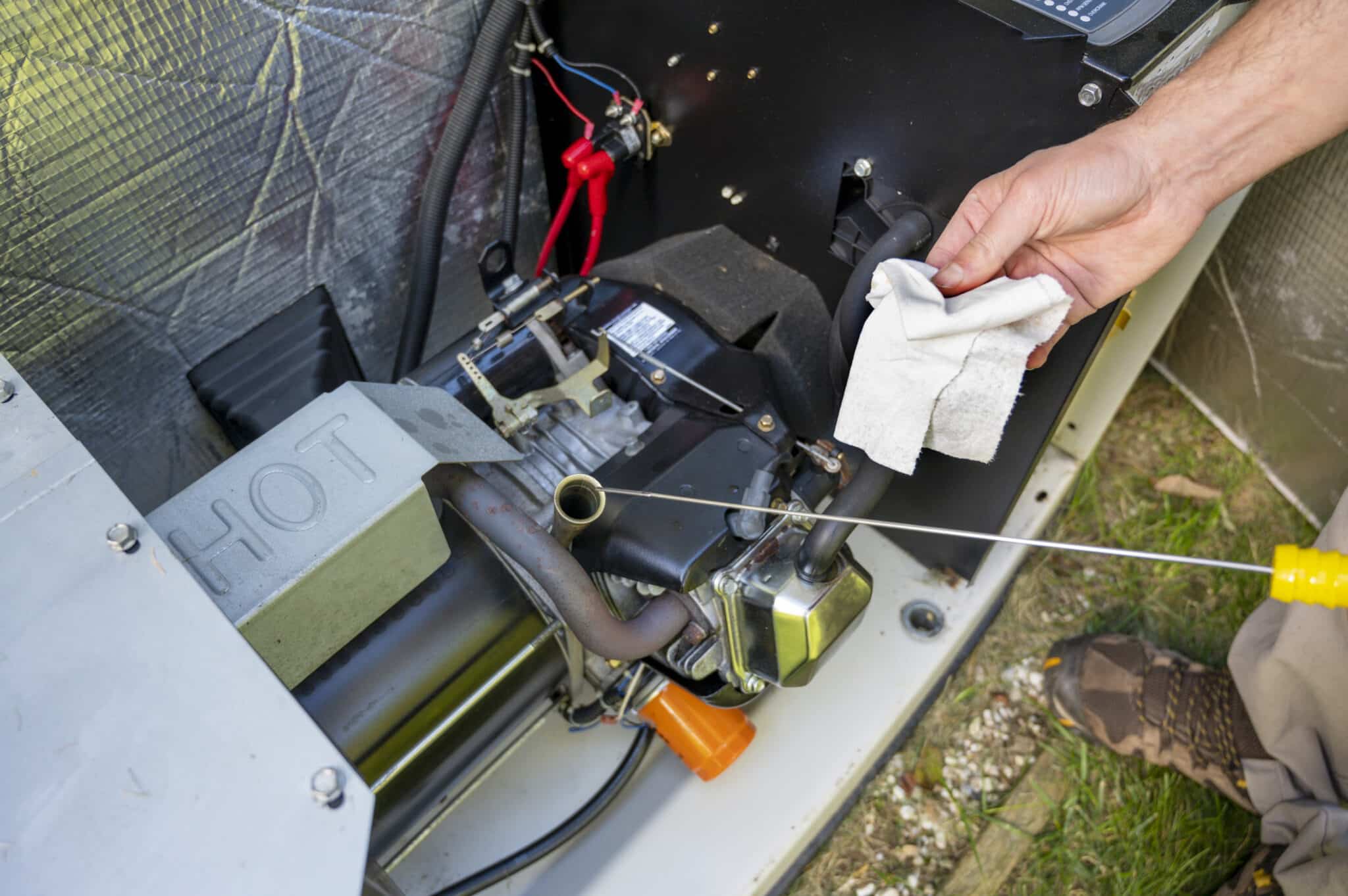 Maintenance mechanic inspecting or checking the generator, Generator Safety.