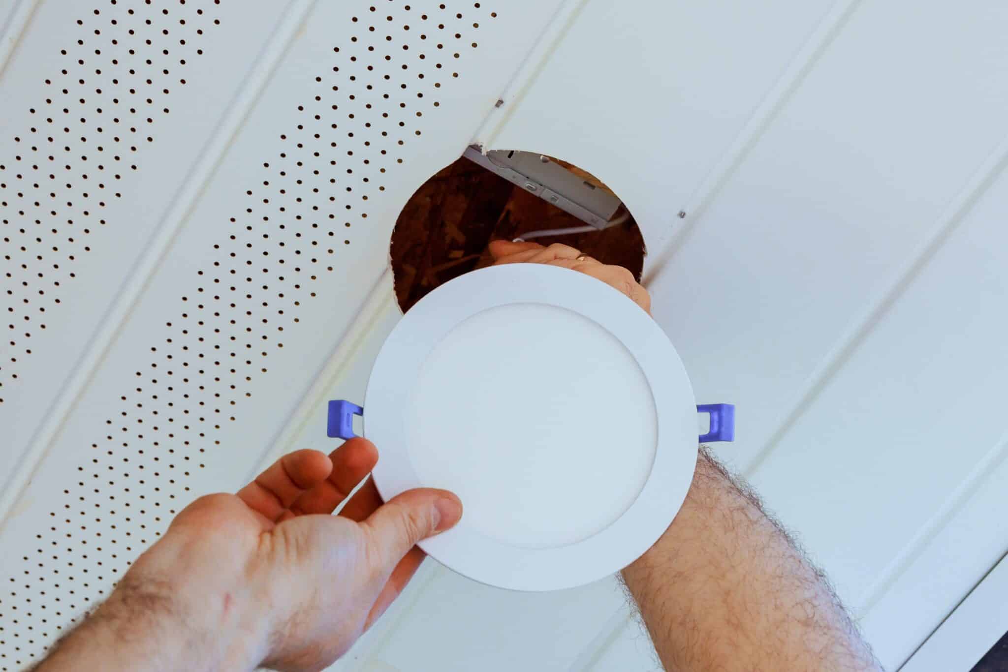 Ceiling Installing Recessed Lighting.